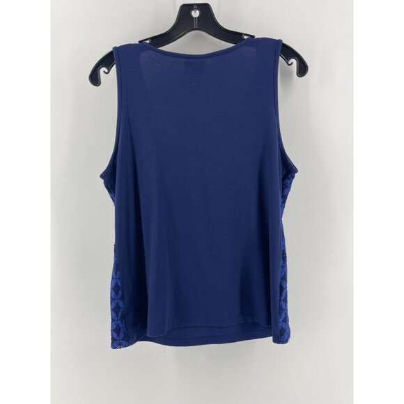 Ruby Rd Petite Women's Blue Lined Lace Sleeveless Scoop Neck Top Size PM - Picture 4 of 11